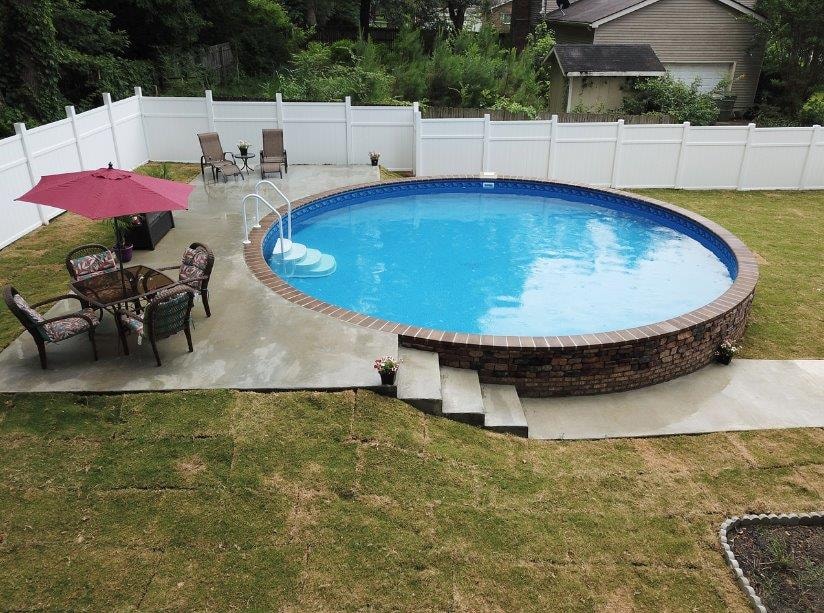 above ground pool manufacturers doughboy partial inground pool set up