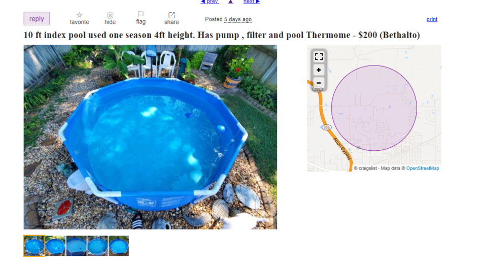 can you sell a used above ground pool?